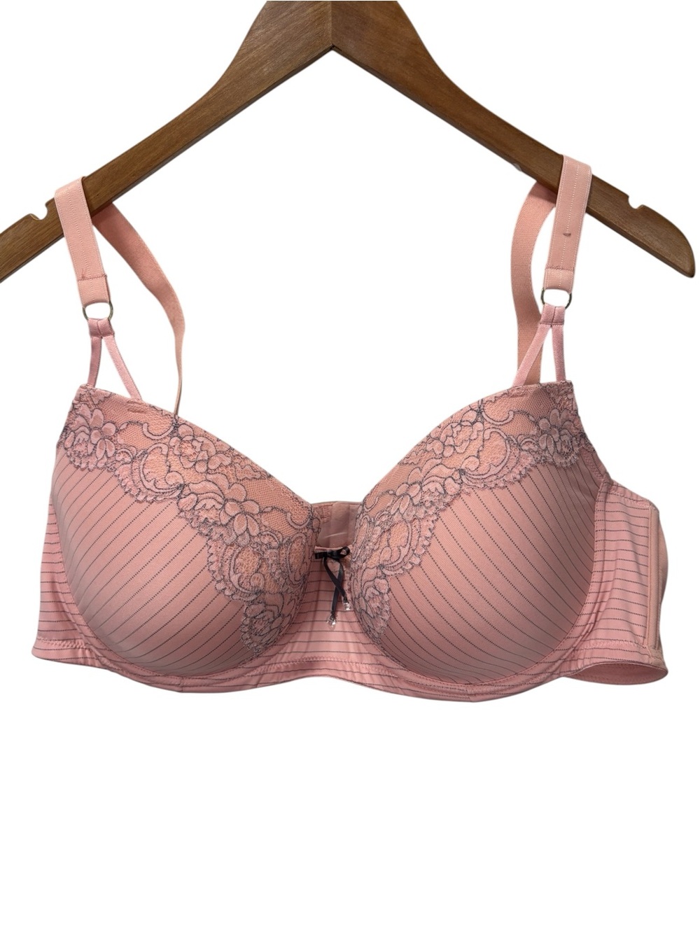 Ashley Graham Lace Overlay Blush Pink Convertible Strap Underwire Bra Size 44D